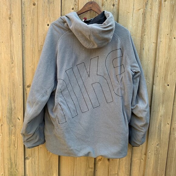 Vintage Nike Reversible Jacket Fleece Big Logo XL Gray/Black - Picture 1 of 13
